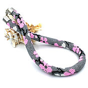Украшения handmade. Livemaster - original item Sakura necklace, bead harness, gray, pink color. Handmade.