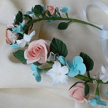 Свадебный салон ручной работы. Ярмарка Мастеров - ручная работа Венок на голову с цветами из полимерной глины " Нимфа ". Handmade. Свадебный салон ручной работы. Ярмарка Мастеров - ручная работа Венок на голову с цветами из полимерной глины " Нимфа ". Handmade.