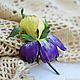 Order Flower brooch iris van Gogh Yellow and purple leather flowers. flowersstyle (flowersstyle). Livemaster. . Brooches Фото №3