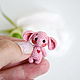 Pink elephant toy knitted miniature, Miniature figurines, Sosnovyj Bor,  Фото №1