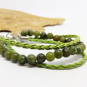 Украшения handmade. Livemaster - original item Bracelet with cords and serpentinite Green. Handmade.