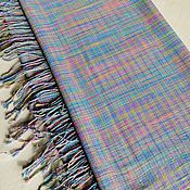 Scarves: Handmade woven scarf made of Italian yarn linen cashmere