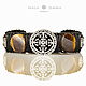 men's leather bracelet with natural tiger eye stone. Hard bracelet. malajemma. Online shopping on My Livemaster.  Фото №2