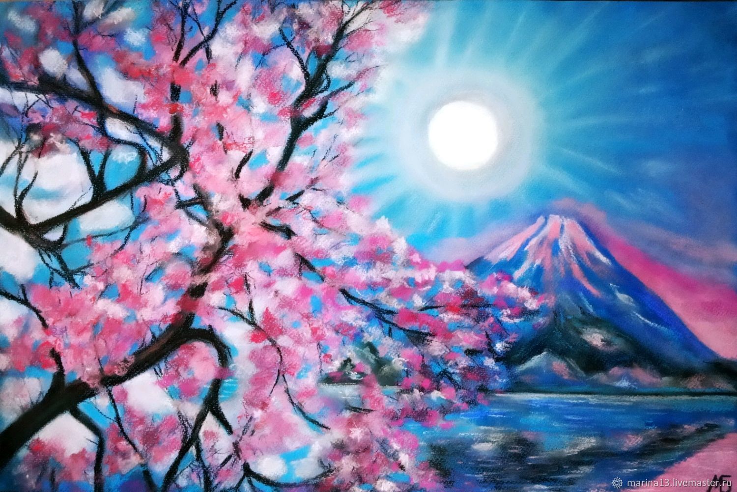 Сакура пейзаж рисунок