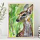 Fawn, summer painting, oil painting on canvas, Pictures, St. Petersburg,  Фото №1