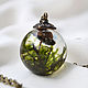 Transparent pendant-ball of resin jewelry with Real mushrooms and moss, Pendant, Samara,  Фото №1
