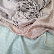 Для дома и интерьера handmade. Livemaster - original item Lux stripe satin bed linen. Mint/Latte/Gray. Handmade.