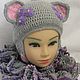 HAT-the CAT with ears for girls, knitted with a lining warm autumn-winters, Caps, Moscow,  Фото №1