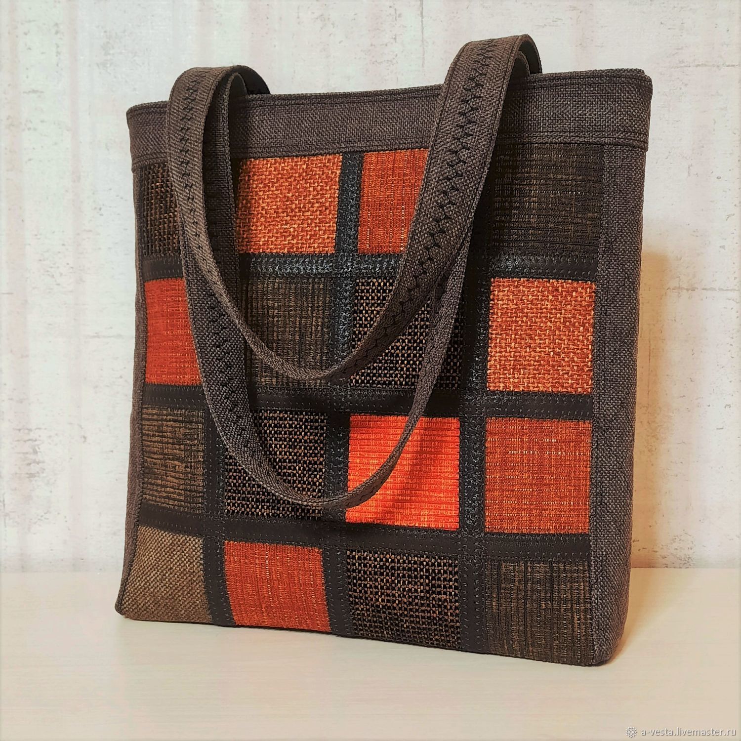 Women's large bag, shopper, patchwork, orange bag, 303, Shopper, Saratov,  Фото №1