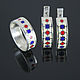 Earrings and Ring White Mosaic of 925 Sterling silver and enamel BS0023, Jewelry Sets, Yerevan,  Фото №1