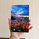 Miniature oil painting 'Cornflower sunset' 10/15. Pictures. Anji's favourite pictures (anzhela-a). My Livemaster. Фото №4