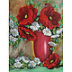 Oil painting ' Poppies in a red vase', Pictures, Belorechensk,  Фото №1