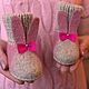 Baby felted booties for girls, pink bunnies with bows, Slippers, Chelyabinsk,  Фото №1