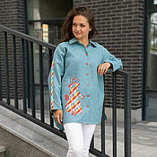 Одежда handmade. Livemaster - original item Linen shirt with embroidery 