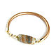Leather bracelet 'Gold summer' beige bracelet with agate, Bead bracelet, Moscow,  Фото №1