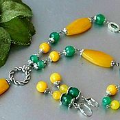 Украшения handmade. Livemaster - original item Set Lemongrass. agate jadeite necklace earrings. Handmade.