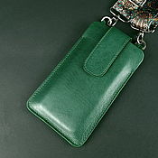 Сумки и аксессуары handmade. Livemaster - original item A purse for the phone. emerald with a satin strap. Handmade.