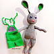  Alien rabbit knitted in overalls. Amigurumi dolls and toys. Lace knitting workshop. Lidiya.. My Livemaster. Фото №4