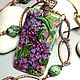 Pendant on a chain-may lilac-miniature painting on stone, Pendant, Moscow,  Фото №1
