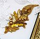 La pluma de oro bordada broche de Pluma Calor de las aves', Brooches, Moscow,  Фото №1
