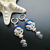 Украшения handmade. Livemaster - original item Large silver earrings with beads lampwork 