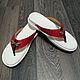 Flip-flops for women, beach with crocodile skin, in red. Flip flops. SHOES&BAGS. My Livemaster. Фото №4