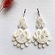 Белые новогодние серьги. Серьги классические. Annka Soutache Украшения из сутажа. Ярмарка Мастеров.  Фото №5