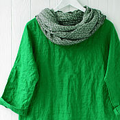 Одежда handmade. Livemaster - original item Green blouse oversize made of 100% linen. Handmade.