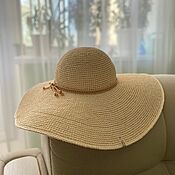 Аксессуары handmade. Livemaster - original item Raffia hat with wide brim. Handmade.