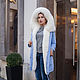 Blue parka with natural albino Fox fur, Outerwear Jackets, Moscow,  Фото №1