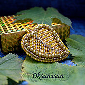 Украшения handmade. Livemaster - original item brooches: A beaded brooch is Yellow autumn leaf. Handmade.
