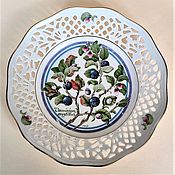 Винтаж handmade. Livemaster - original item Blueberry plate Schumann Arzberg openwork porcelain. Handmade.