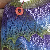 Tippet deep Blue with beads-knit linen