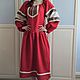 Vestido largo rojo lino eslavo folk. Folk dresses. Kupava workshop - Russian Dresses. Ярмарка Мастеров.  Фото №4