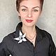 Заказать Брошь-игла из кожи Орхидея. Цветы из кожи. Брошь из кожи. Светлана Ланская. Ярмарка Мастеров. . Брошь-игла Фото №3