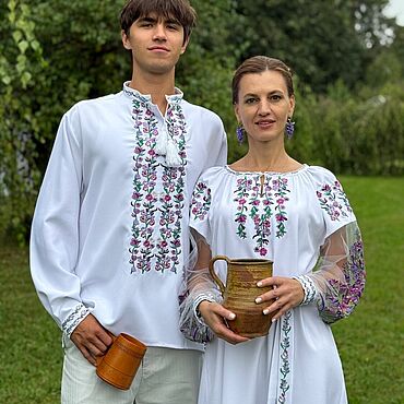 Свадебный салон ручной работы. Ярмарка Мастеров - ручная работа Свадебный комплект  Лаванда Любви. Платье и Рубаха. Handmade.