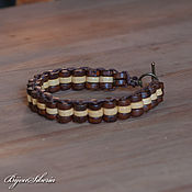 Украшения handmade. Livemaster - original item Copy of Bracelet made of wooden washers with a picture. Handmade.