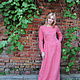 Long linen dress with sleeves 'Summer sunset' pink. Dresses. ZanKa. My Livemaster. Фото №5