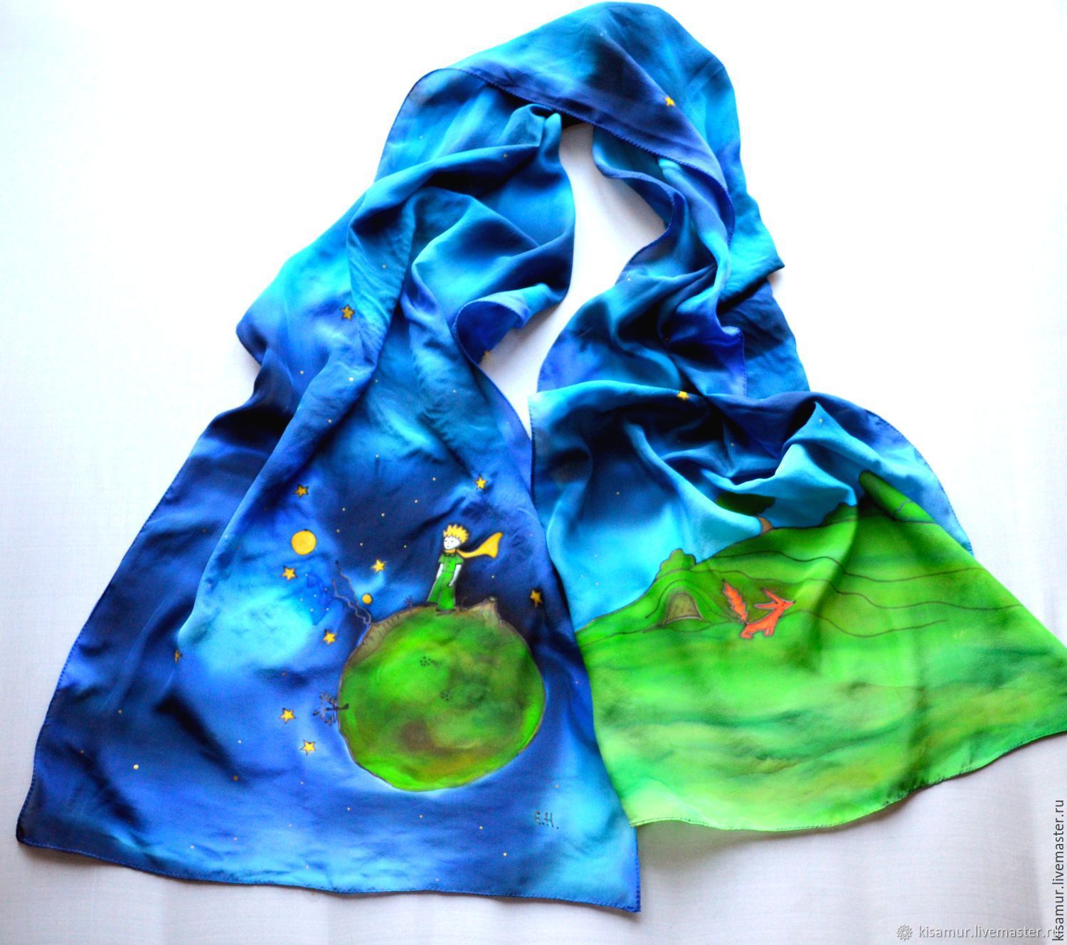 scarf silk at the Little Prince, Exupery, romantic scarf, Scarves, Tver,  Фото №1