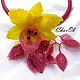 Necklace 'Orchid' lemon-cranberry, Necklace, Kramatorsk,  Фото №1