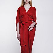 Одежда handmade. Livemaster - original item Dress business red knitted faux suede. Handmade.