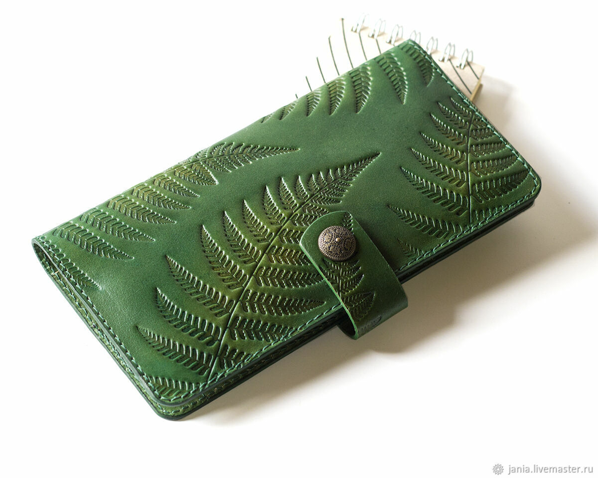 Wallet leather Green, collection of 'Fern', Wallets, Ivanovo,  Фото №1