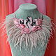 Embroidered necklace 'Flamingo', Necklace, Kolomna,  Фото №1