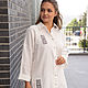 White Shirt in men's style size oversize linen with embroidery. Blouses. NATALINI. My Livemaster. Фото №15