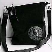 Сумки и аксессуары handmade. Livemaster - original item 3D Skull bag made of genuine suede. Handmade.