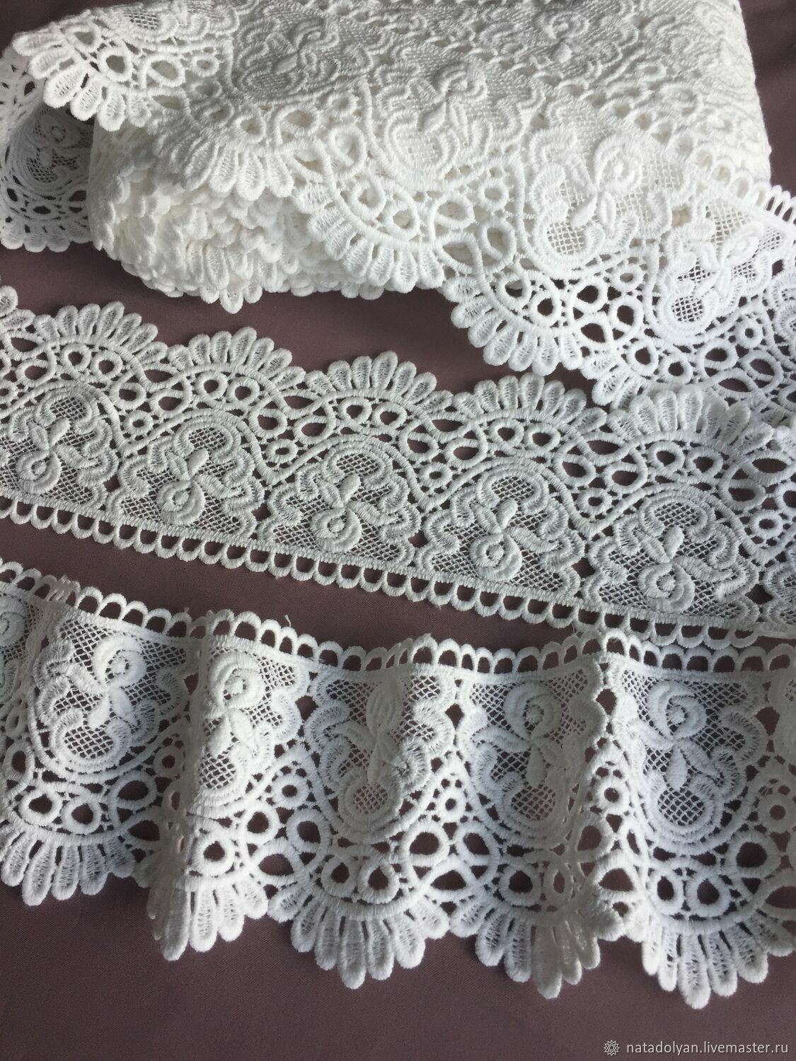 Lace, cotton 'White patterns' 8 Molochnoe, Lace, Ivanovo,  Фото №1