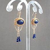 Украшения handmade. Livemaster - original item Antique Gold Earrings with Lapis Lazuli, Long Earrings with Pendants. Handmade.
