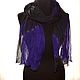 Order Women's scarf black and purple large chiffon pressed silk. Silk scarves gift for Womans. Livemaster. . Scarves Фото №3