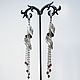 Long earrings with garnet chain pendant, Tassel earrings, Moscow,  Фото №1
