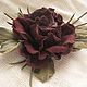 Leather flowers brooch hairpin flower MAROON ROSE Natural suede. Brooches. Irina Vladi. My Livemaster. Фото №6